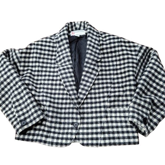 Vintage Peabody House Mohair Alpaca Wool Blend Cropped One Button Blazer - Picture 1 of 6